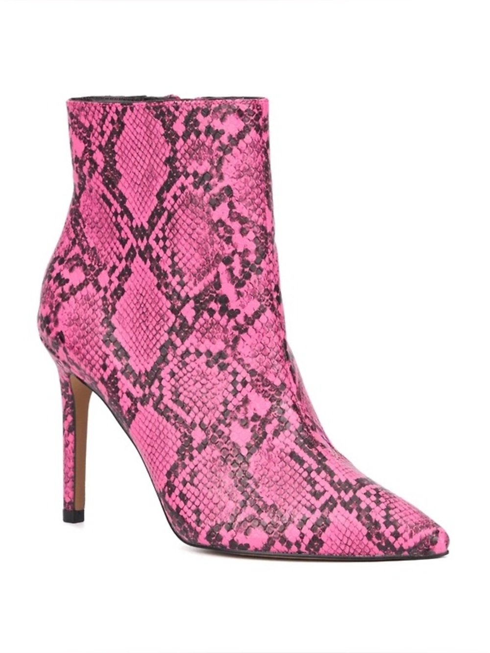 New York & Company Hot Pink Snake-Print Pointed Ankle Boot